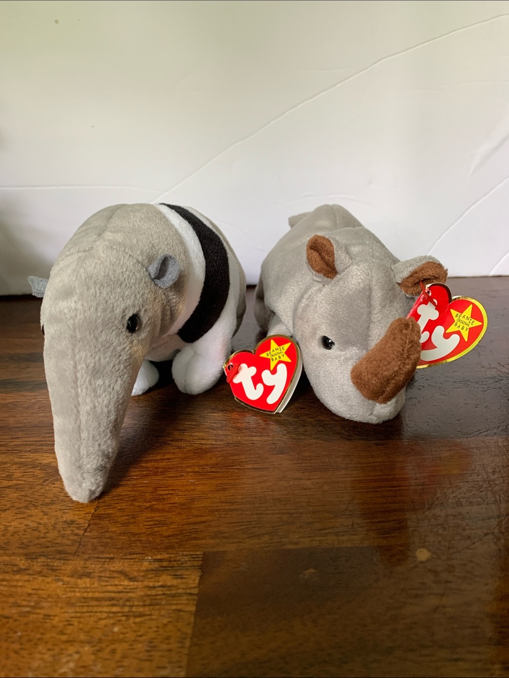 Ty Beanie Babies Ants the Anteater  and Spike the Rhino